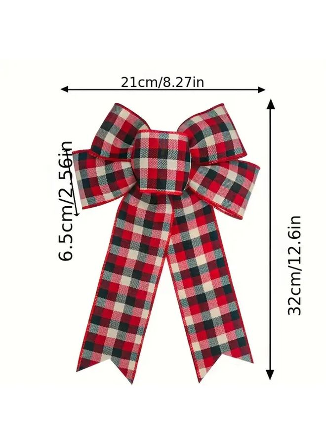 3pcs Assorted Color Checkered Fabric Bows For Holiday Decoration Christmas Halloween Thanksgiving - Image 3